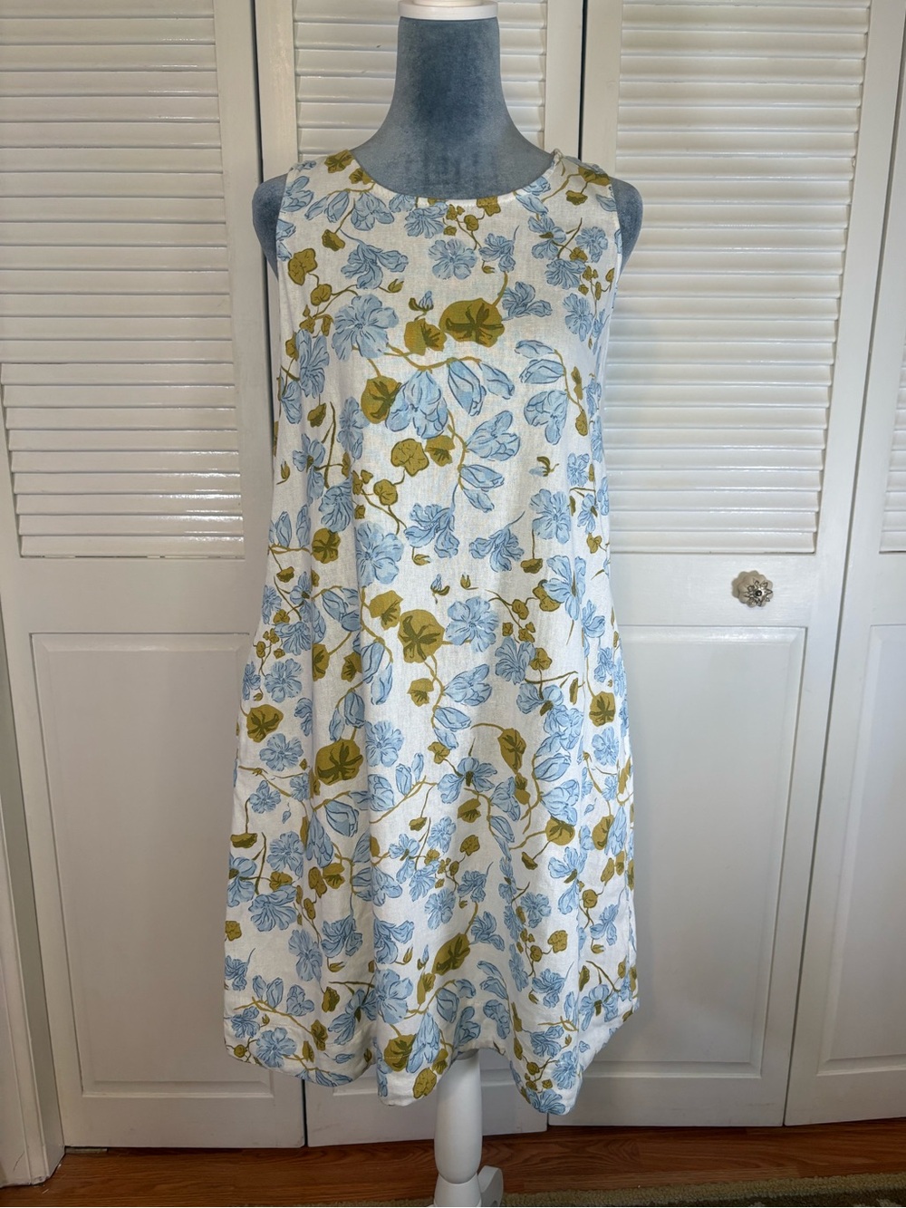 Joie Blue Floral Linen Blend Shift Dress Size XS